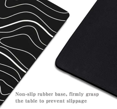 Mouse Pad Black with White Topographic Line, Gaming Mousepad Mouse Pads for Desk Keyboard with Anti-Slip Rubber Base, Keyboard Pad Mouse Mat for Home and Office