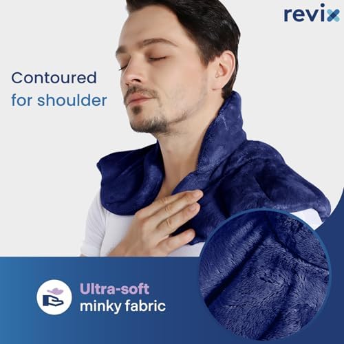 REVIX Microwavable Heating Pad for Neck Shoulders & Back, Moist Heat, Navy