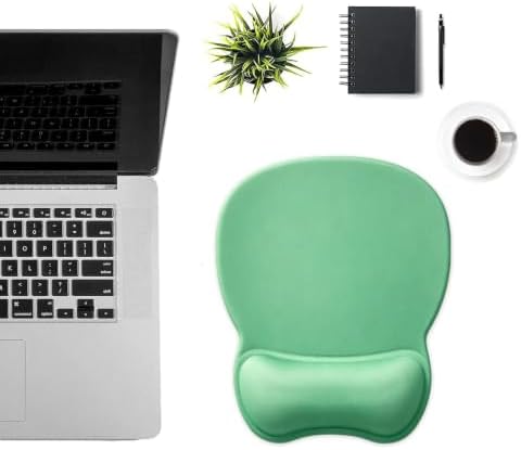 Mouse Pad with Support, Ergonomic Mouse Pad with Gel Wrist Rest Support Middle Concave Design, Comfortable Mousepad with Non-Slip PU Base for Home Office Working Studying (05 Green)