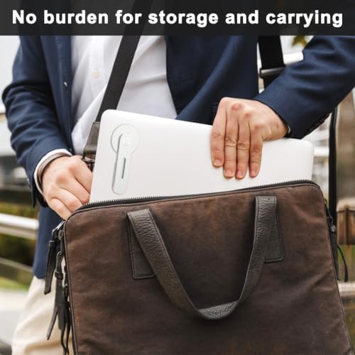 Foldable Magnetic Laptop Side Phone Mount, Adjustable Mag‑Safe Compatible Expansion Bracket for iPhone 12‑17 and Smartphones, Slim Portable Dual‑Screen Office Holder, Silver