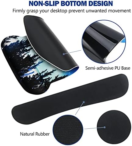 AIMSA Ergonomic Keyboard Wrist Rest and Mouse Pad with Wrist Support Set, Memory Foam Non-Slip Rubber Base, for Gaming, Working, Home, Office, Easy Typing, Pain Relief, Forest Moon Sky
