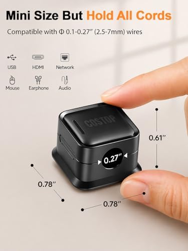 9 Pack Cord Organizer, Magnetic Cable Clips, Under Desk Management, Black