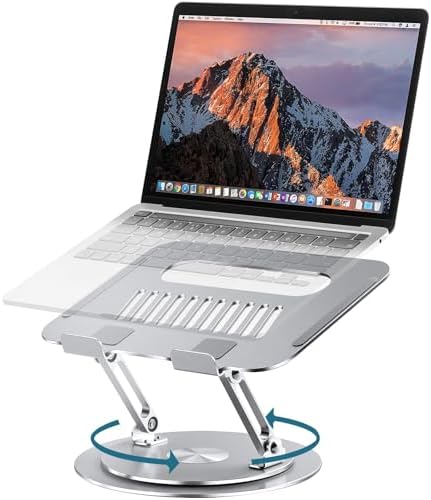 Lifelong 360° Rotating Adjustable Laptop Stand, Foldable Riser, Silver