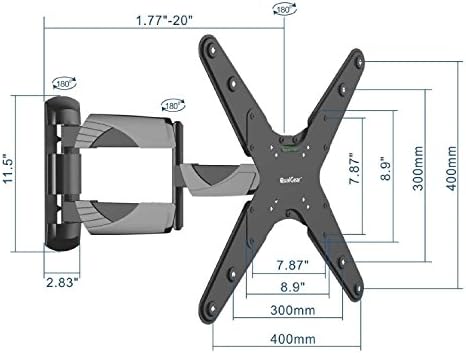 QualGear Qg-TM-A-012 Universal Ultra Slim Low Profile Articulating Wall Mount for 23-55 Inches LED TVs, Black [UL Listed]
