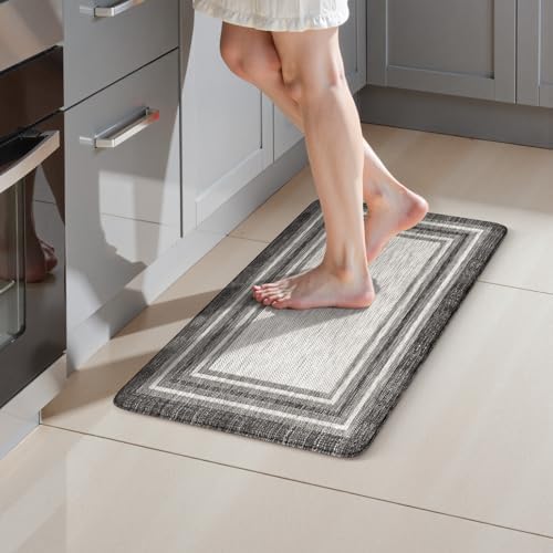 KIMODE Anti Fatigue Kitchen Mat, Grey Small Cushioned Kitchen Rug 17.3"x29"