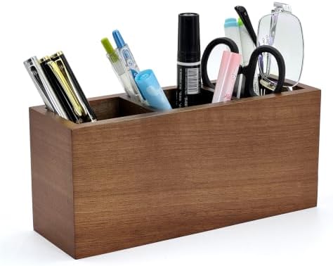 Walnut Wood Pen Holder for Desk with 3 Slots (Walnut Wood)