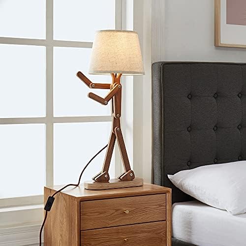 Novelty Wood Table Lamp for Kids Room Bedroom, Walnut