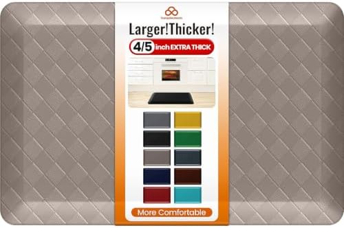 4/5 Inch Extra Thick Kitchen Mats for Floor,Non Slip Anti Fatigue Kitchen Rugs,Waterproof Stain Resistant Sink Mat,Cushioned Standing and Comfort Mats for Office (17"x24" Khaki)