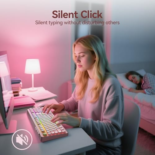 AUSDOM H98 Pink Creamy Mechanical Keyboard, 96% Silent Quiet Wireless Keyboard with Number Pad, Hot Swappable Gaming Keyboard 2.4G/BT/USB-C with RGB Backlit, 8000mAh Battery, 98 Keys for Mac/Win