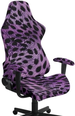 Leopard Print Gaming Chair Cover with Armrest Covers Non Slip Anti Dust Furniture Protector Stretchable Stain Resistant Office Chair Slipcover