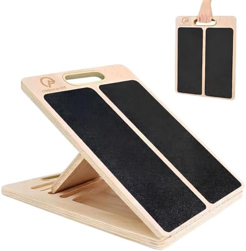 Adjustable Wooden Slant Board, Calf Stretcher for Calf Stretching, Incline Board for Ankle Mobility, Achilles Tendon, Plantar Fasciitis, Squats, Balance Training & Home Gym