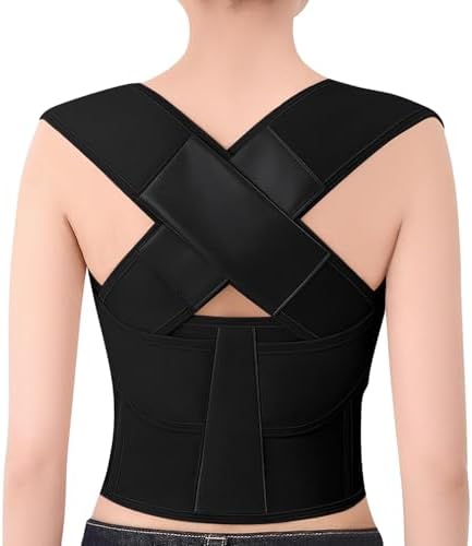 Posture Corrector for Women and Men Back Brace Shoulder Straightener Hunchback Adjustable Support Upper Comfy Correction Upgraded Lightweight Hump Pain Relief Scoliosis Lumbar Spine Black Medium