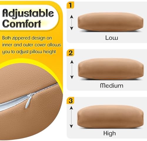 1 MIDDLE ONE Recliner Pillow, Memory Foam Head, Headrest and Neck Pillow for Recliner Chair, Small Neck Support for Office Chair (Brown)