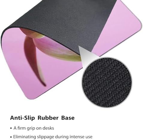 9.5x7.9 Inch Office/Gaming Mouse Pad, Pink and White Lotus Blossom Girly Art Cute Anti-Slip Mat for Desk