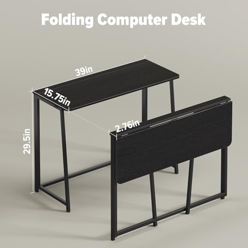 WOHOMO Folding Desk, 39.4" Foldable Computer Table for Small Spaces, Black