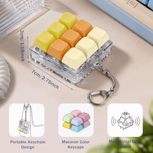 Keyboard Fidget Toy, Creamy Fidget Clicker Keyboard Fidget Keychain, Button Fidget Gifts for Adults, Boost Focus & Ease Anxiety Anywhere — Perfect Stress-Relief Gift (3×3 Grid Layout R)