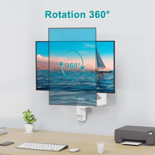 MOUNT PRO Single Monitor Wall Mount for 13 to 32 Inch Computer Screens, Height Adjustable Wall Mount Monitor Arm Holds Up to 19.8lbs, Full Motion Wall Bracket, VESA Mount 75x75, 100x100, White