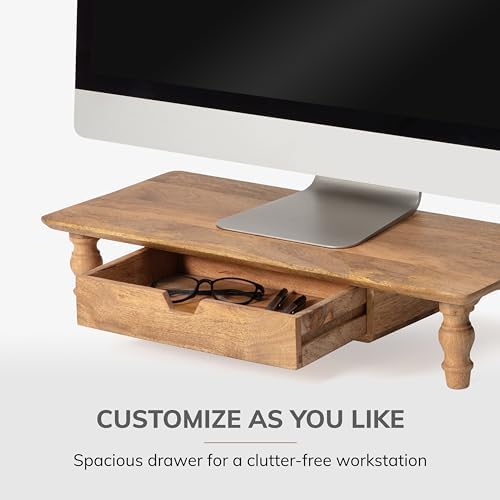 Anji Mountain Monitor Stand for Desk - Desktop Organizer & Laptop Riser, Ergonomic Monitor Riser, Space-Saving, Durable, Easy Assembly & Ideal for Home & Office,Natural, 24-Inch, Pro Edition