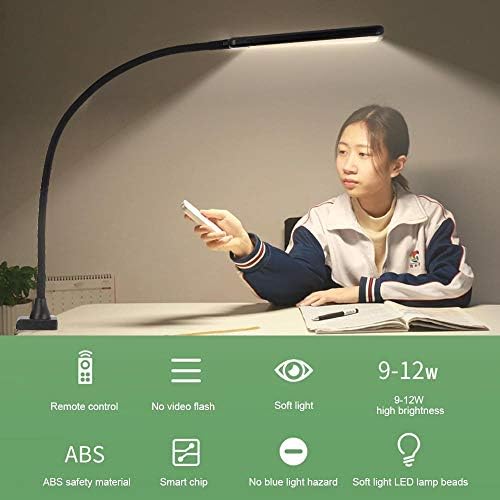 HEHUANG Eye-protected Clip Office Led Table Lamp Large Area Lighting For Bedroom 5-Level Brightness&Color