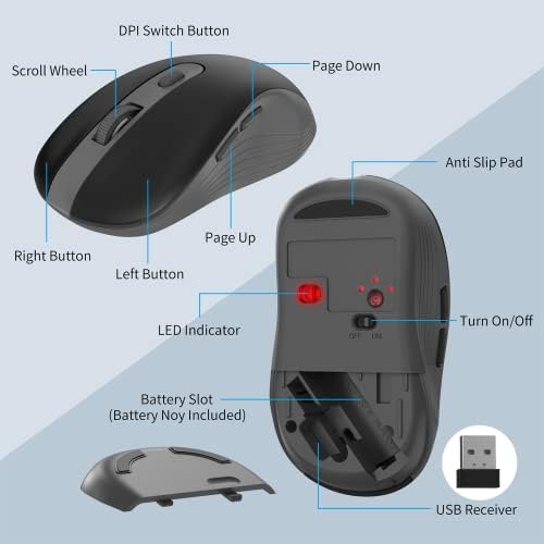 MARVO Wirelss Keyboard and Mouse Combo with Phone Holder, Full-Size, Grey