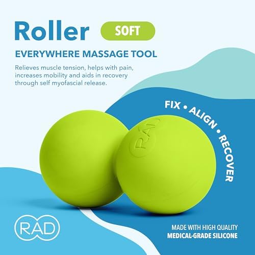 RAD Roller Soft Peanut Roller Ball Massager - Soft/Low Density Peanut Massage Ball - Myofascial Release for Back, Feet, Neck, Psoas - Suboccipital Release Device, Thoracic Spine Roller Balls