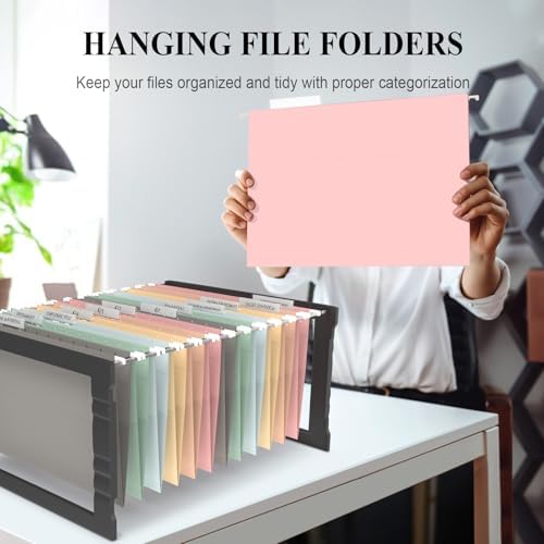 ViVin Hanging File Folders 24 Pack,Letter Size with 1/5-Cut Adjustable Tabs, Assorted Colors, Reinforced File Organizer for Office Desk, Home Filing Cabinet & School Drawer
