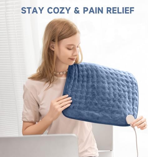 Portable Heating Pad for Neck, Back & Shoulder, 20"x24" Heat Pad with 6 Temps, Moist Heat Option & Auto Shut-Off, Compact for Office or Home