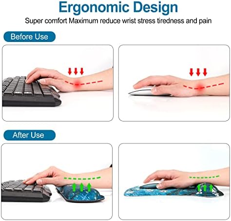 ToLuLu Keyboard Wrist Rest Pad Ergonomic Mouse Pad Set, Gel Mousepad for PC