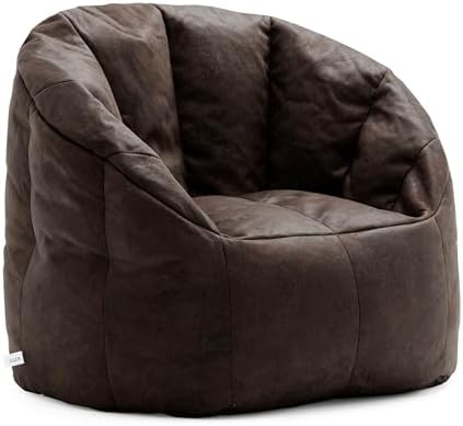 Big Joe Milano Large Bean Bag Chair for Kids, Teens, Adults, Espresso Blazer, Lightweight Seat for Reading Nook and Gaming Vegan Leather, 3.5 foot Refillable