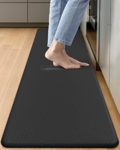Color&Geometry Antifatigue Kitchen Mat for Floor 20x71-3/4 in Thick, Black