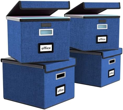 File Organizer Box with Lids, Collapsible File Folder Organizer