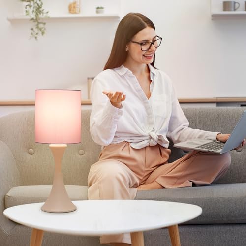 Touch Table Lamp, 3 Way Touch Control Desk Lamp, Small Pink Bedside Lamp