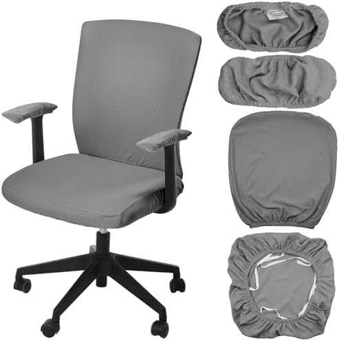 Tallew 4 Pcs Office Chair Covers Set Computer Armrest Slipcover Seat, Gray