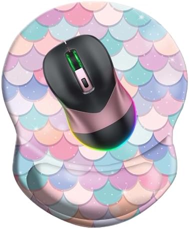Wrist Support Mouse Pad Anti Slip Rubber Wrist Rest Mousepad 8.75in X7.5in Small Desktop Notebook Mouse Mat for Working and Gaming (Sweet Mermaid Wrist)