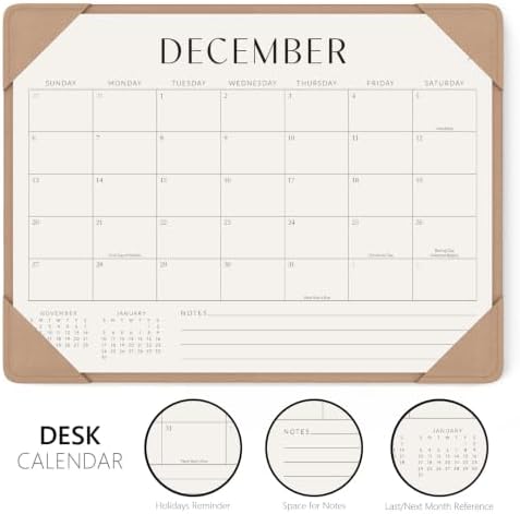 Jotsome Desk Calendar 2026-2027 with Protective Mat 14"x10.5"