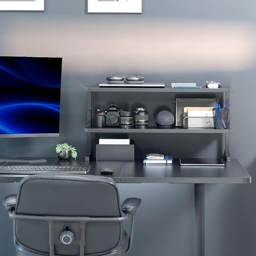 VIVO Black Clamp-on 30 inch 2-Tier Desk Shelf, STAND-SHELF30C
