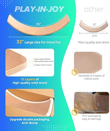 36" Balance Board Kids, Wooden Wobble Board, Montessori Balance Toy
