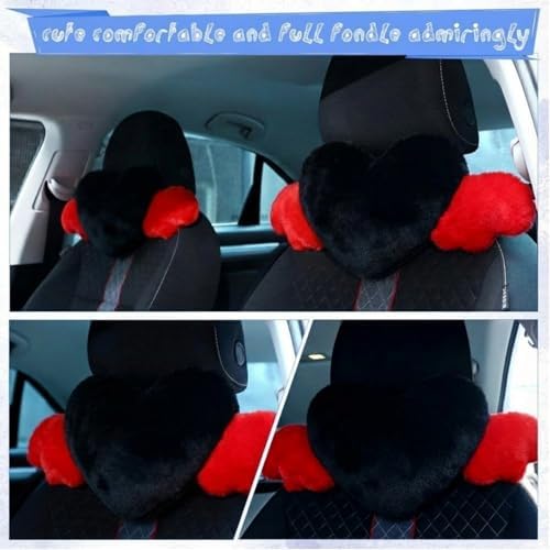 Macarrie 2 Pcs Heart Plush Car Headrest Pillow Angel Wings