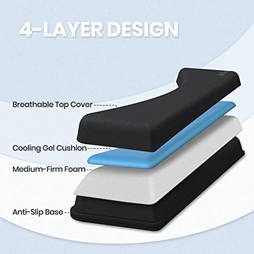 Perixx PERIPRO-511 Wrist Rest for Ergonomic Compact Keyboards - Gel Cushion Support with 15.34x4.21x1.14 inches - Ideal Ergonomic Desktop Solution - Black,11925