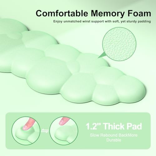 MOKURU Cloud Mouse Pad with Wrist Rest, Cloud Keyboard Wrist Rest, Mouse Pad Wrist Support, Ergonomic Keyboard Mouse Wrist Support (Green)