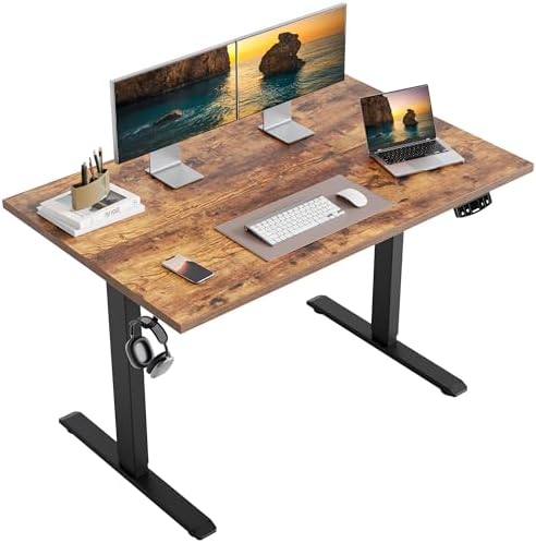 Agilestic 48*24 Inch Height Adjustable Electric Standing Desk, Rustic Brown
