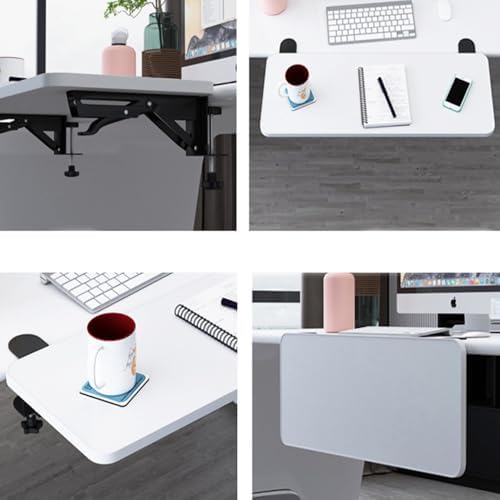 Under Desk Keyboard Tray Support Bracket Adjustable Desktop Extension Board Stand Clamp-on Keyboard Holder Arm Rest Tray Extension Plate Support Rack for Desk, NO Board/Tray, 1 Set (Style02-White)