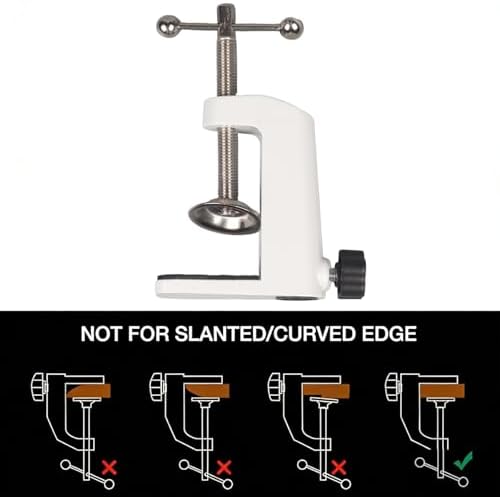 Universal C-Clamp Lamp Holder Desk Mount Clamp Base for Swing Arm Lights, DIY Lighting, Monitors, Workbenches (white)