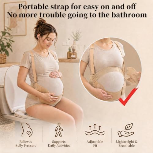 Pregnancy Belly Band, Pregnancy Support Belt, Beige, Large