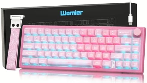 Womier 60% Keyboard QMK/VIA, Pink Gaming Mechanical Keyboard Creamy