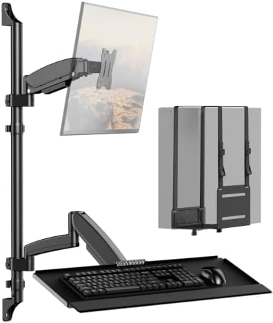 PUTORSEN Wall Mount Monitor Arm with Keyboard Tray and CPU Holder