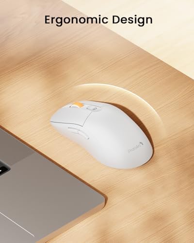 ProtoArc EM15 USB C Mouse, Tri-Mode Bluetooth Mice for Laptop, White