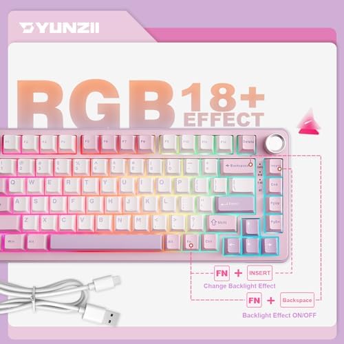 YUNZII B75 PRO 75% Wireless Mechanical Keyboard (Purple, Milk Switch)