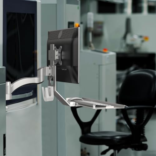 BEWISER Monitor Wall Mount with Foldable Keyboard Tray & Mouse Storage