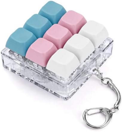 Keyboard Fidget Toy, Creamy Fidget Clicker Keyboard Fidget Keychain, Button Fidget Gifts for Adults, Boost Focus & Ease Anxiety Anywhere — Perfect Stress-Relief Gift (3×3 Grid Layout M)